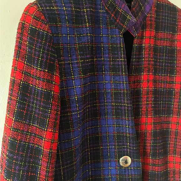 Simon Chang Vintage Multicolor Wool Plaid Blazer Big Buttons Size 6 - Picture 16 of 16